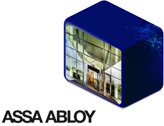 Logo Assa ABloy à côté de Commercial Door and Docking Solutions.